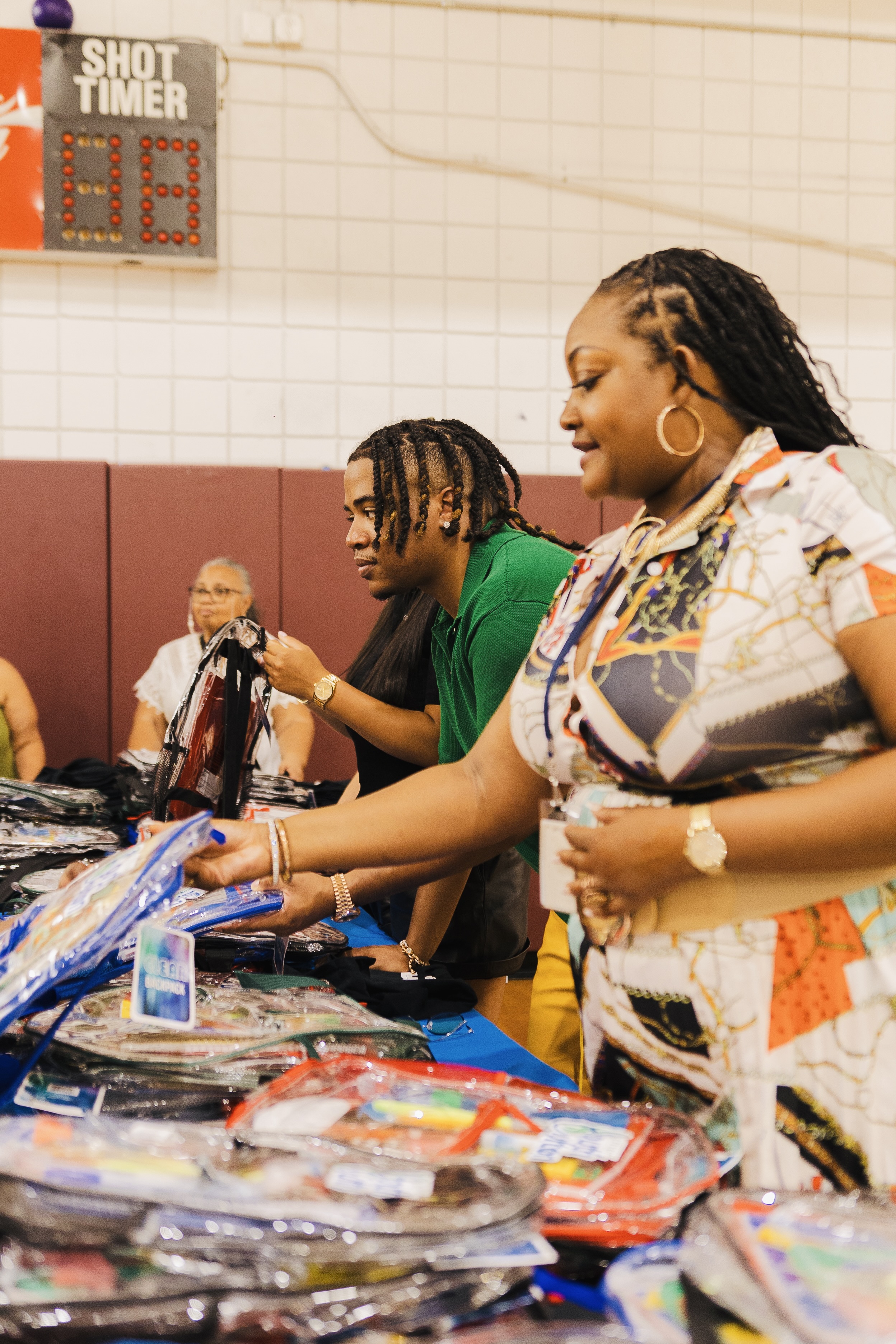 Turbo handing out bookbags at Turbo Day